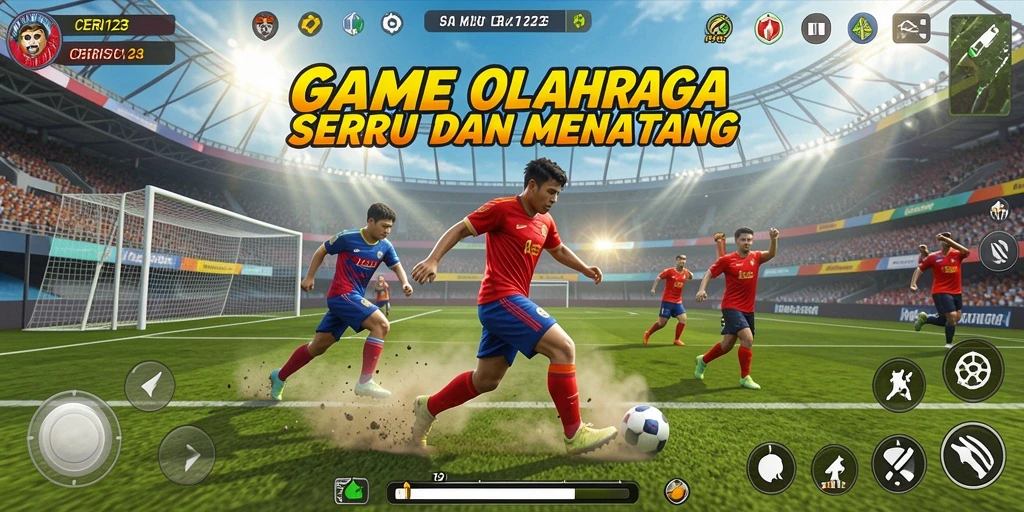 Tampilan gameplay CERI123 yang menampilkan aksi seru dalam olahraga.
