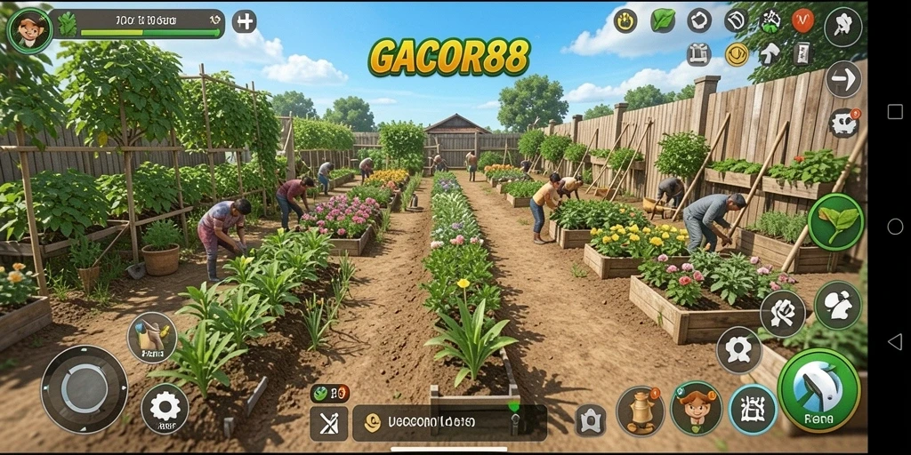Tampilan gameplay berkebun yang menyenangkan di GACOR88.