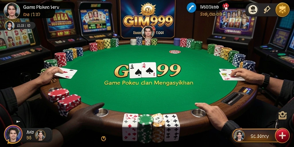 Screenshot gameplay GIM999 menampilkan aksi Poker yang mendebarkan.