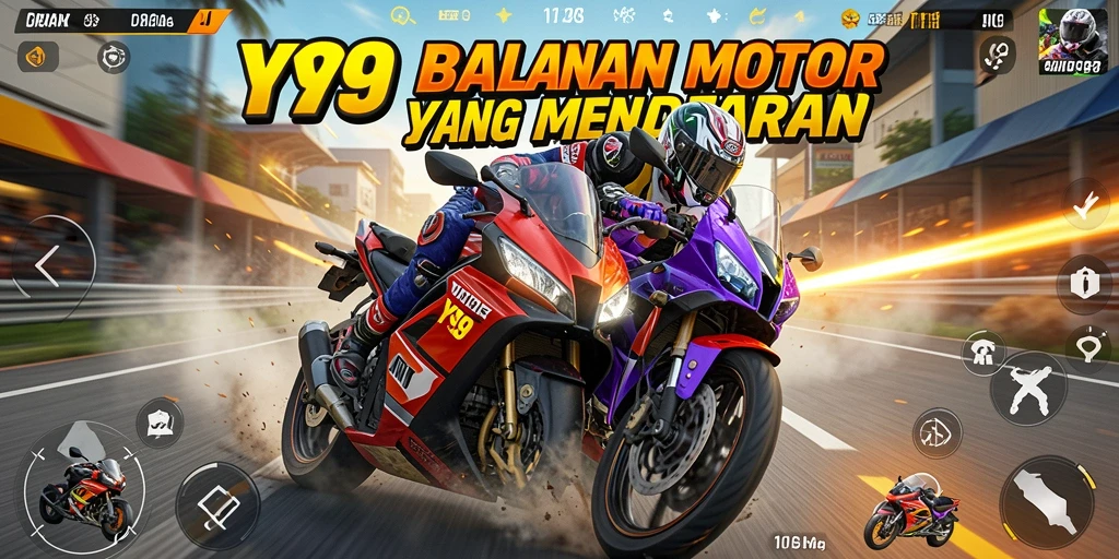 Tampilan menarik dari gameplay balap motor di Y89.
